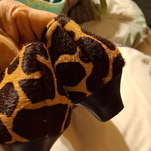 Brown and Black Animal Print Loafers with Metal Buckle - Picture 3 of 9